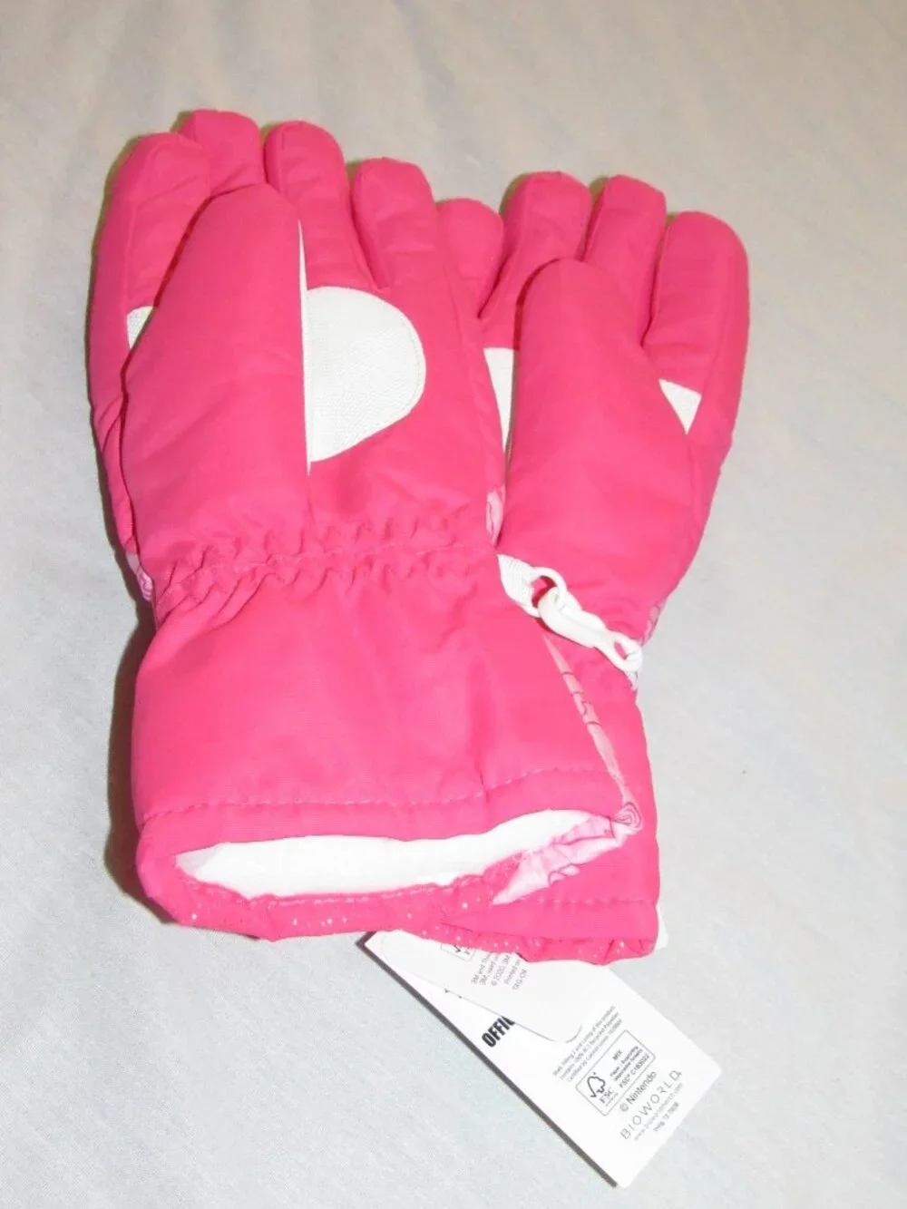 NWT Princess Peach Super Mario Winter Gloves Thinsulate SKI Gloves Girls S/M